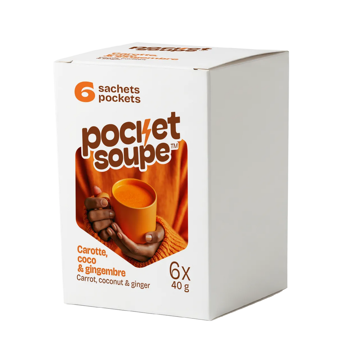 Boîte Pocket Soupe Carotte, coco et gingembre contenant 6 sachets de 40 g