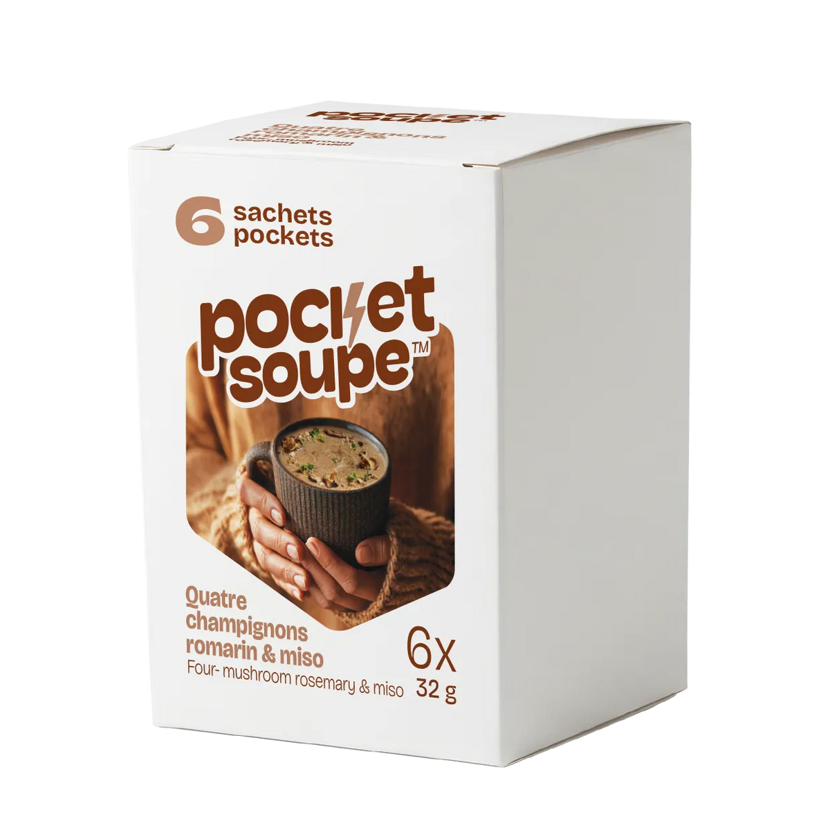 Boîte Pocket Soupe Quatre champignons, romarin et miso contenant 6 sachets de 32 g