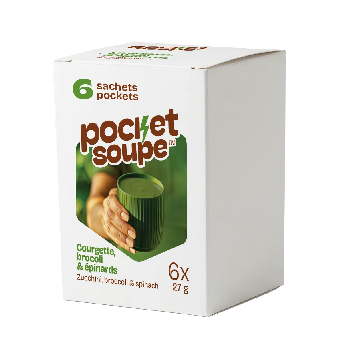 Boîte Pocket Soupe Courgette, brocoli et épinards contenant 6 sachets de 27 g